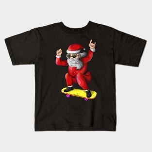 Cool Christmas Skateboarding Santa Kids T-Shirt